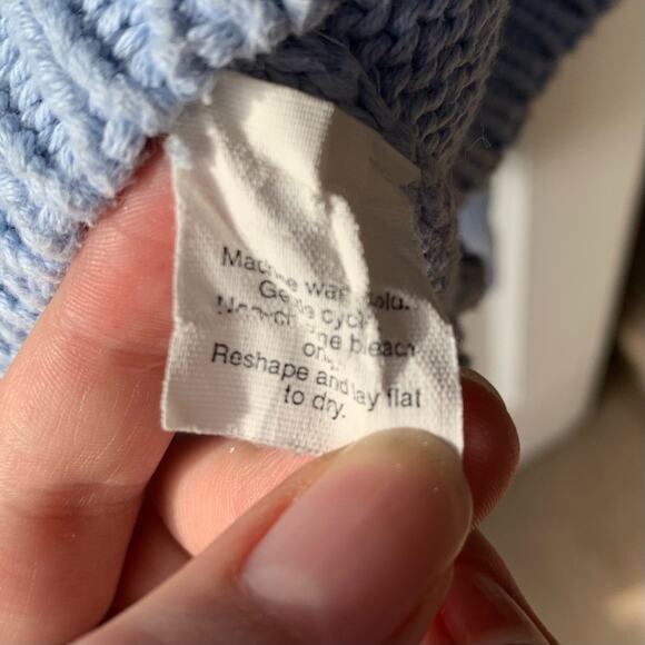 J. Crew Womens Sweater Size M Baby Blue Pullover V-Neck Cotton Tight Knit - Picture 3 of 5